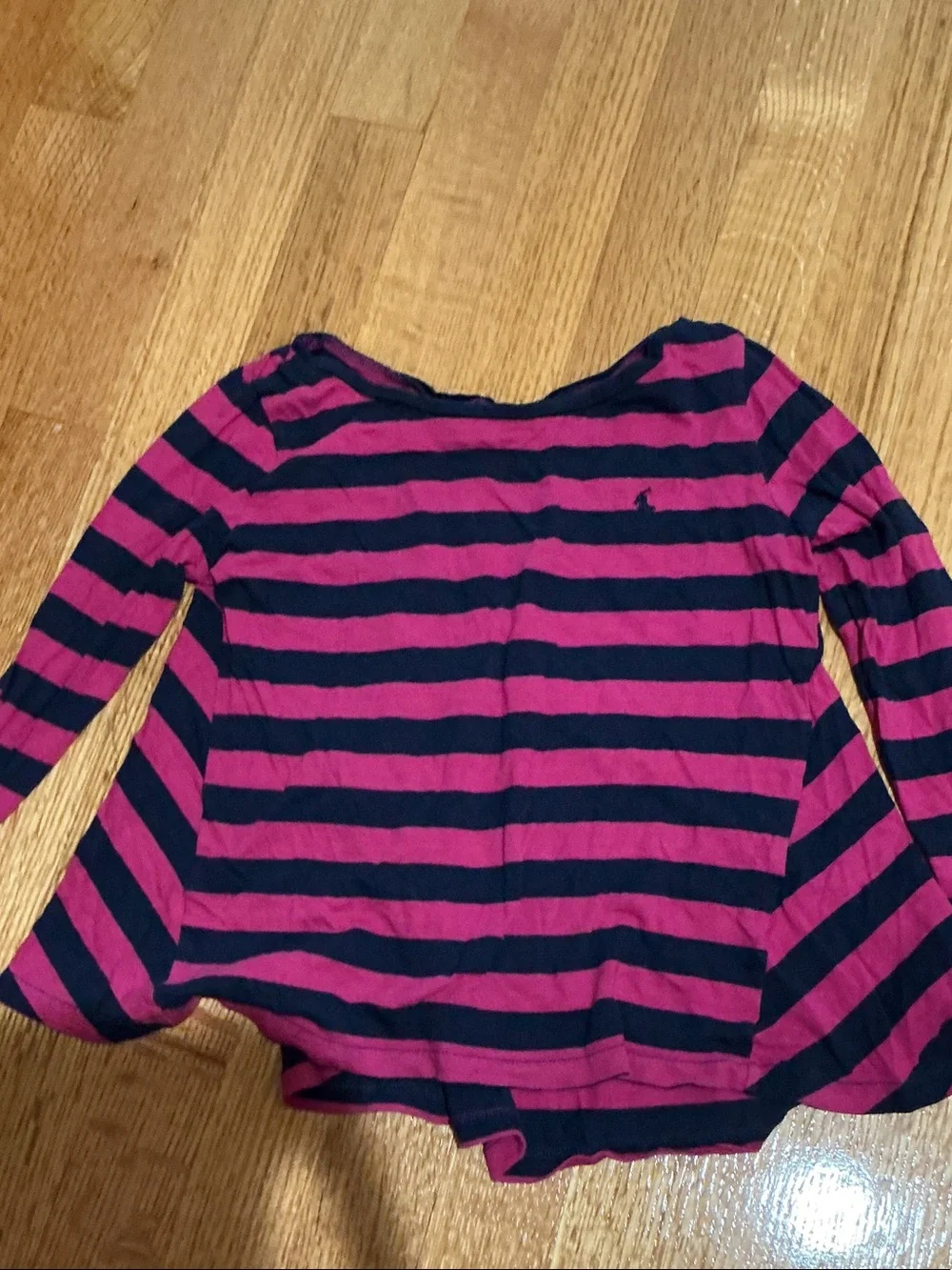 Ralph Lauren Long Sleeve Striped Crewneck Tee - Pink & Black